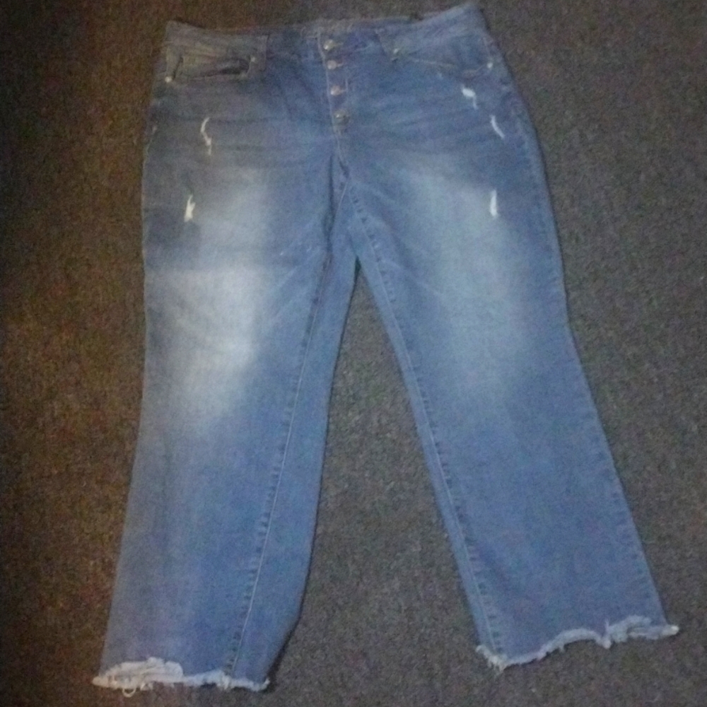 Copperflash High Rise distressed W/ Frayed Hem Size 16